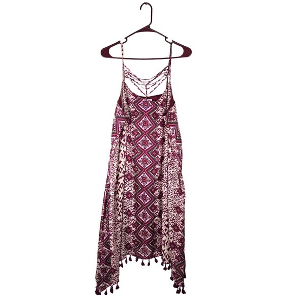 Maurices Women's Summer Tank Tassel Hem Burgundy Dress Size 18/20 - Picture 1 of 8